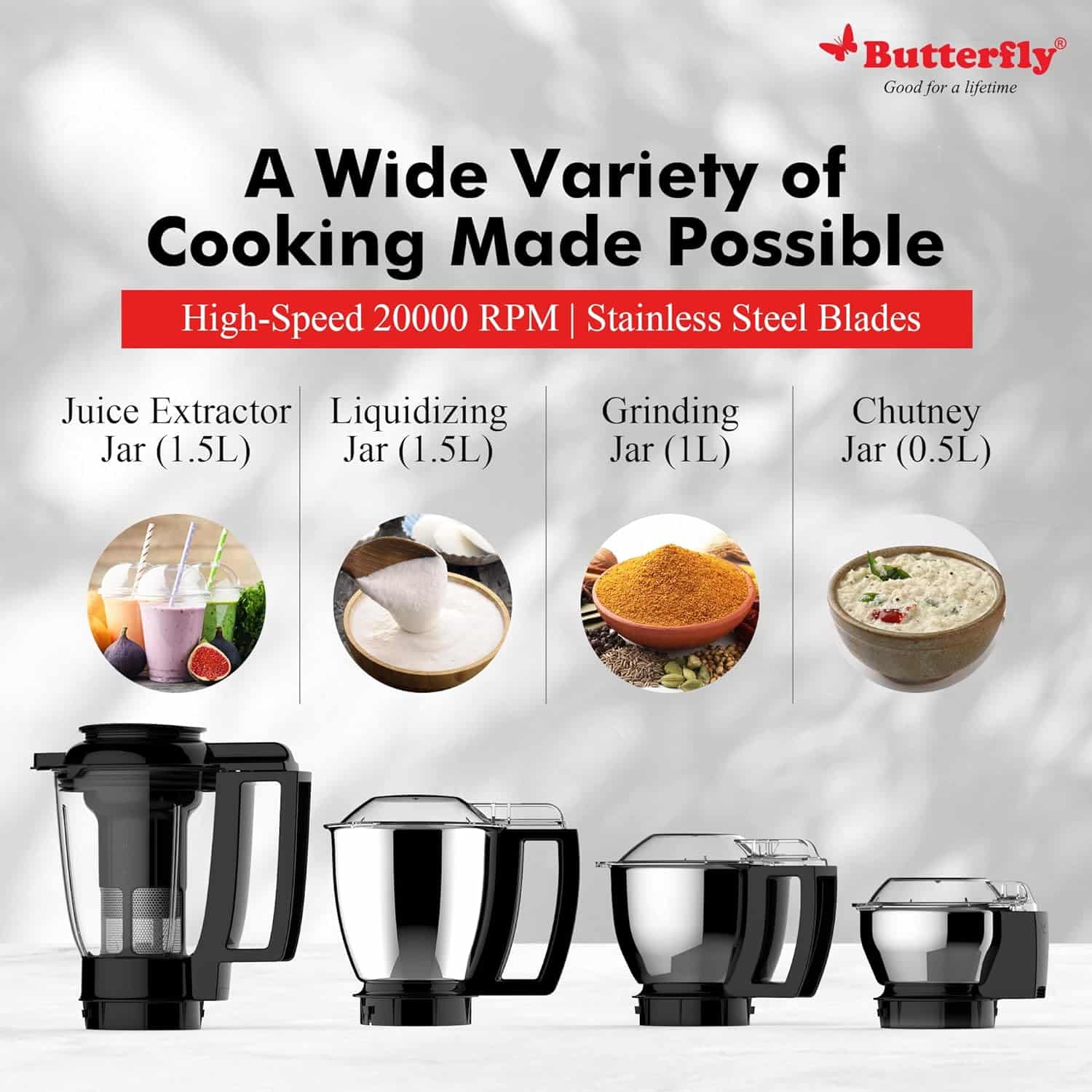 Butterfly Mixer grinder different kinds of Jars